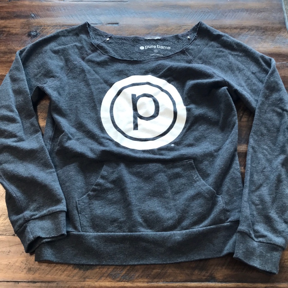Pure Barre off the shoulder sweater